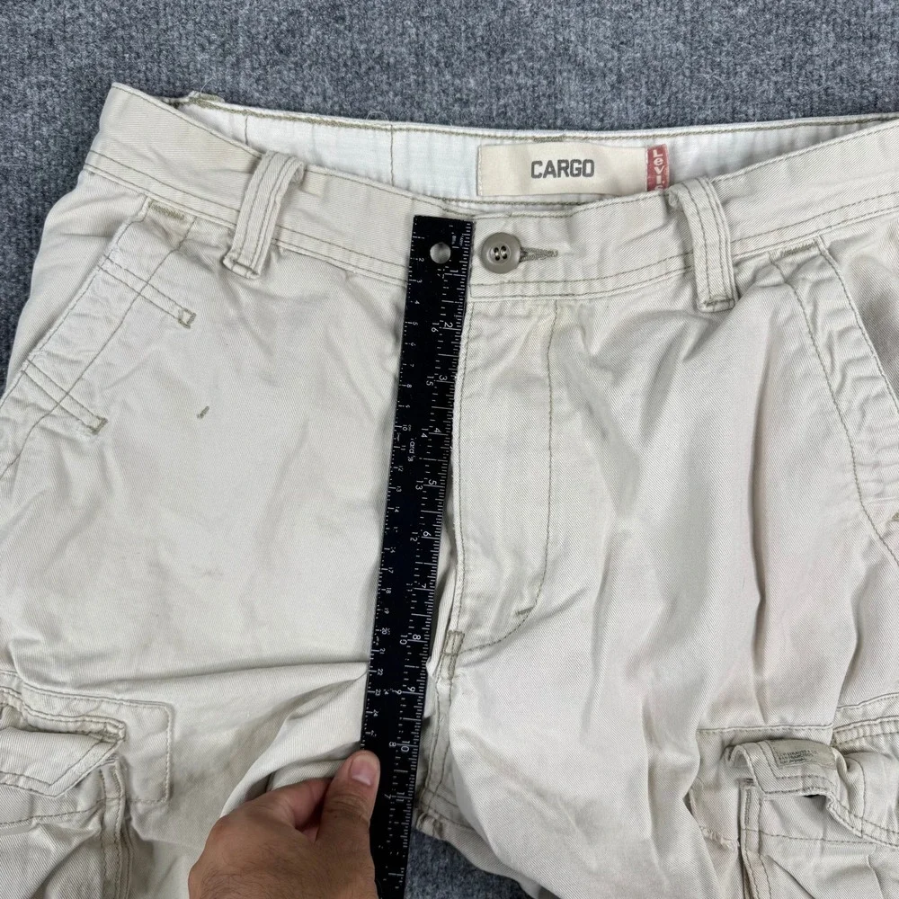 Levi's Cargo Shorts Mens Size 32 Beige Tan Cotton Utility Multi Pocket Fair